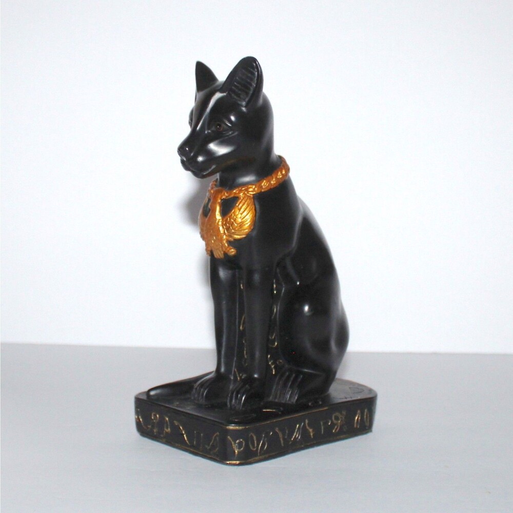 Black Cat Egypt Figurine Bastet Goddess sculpture 8.5"